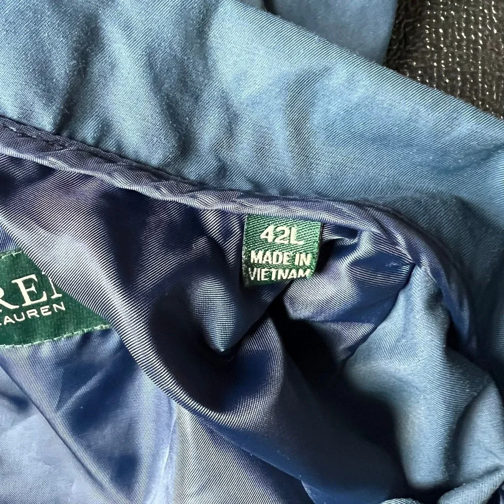Lauren Ralph Lauren Men Blue Hooded Rain Jacket Trench Coat Sz 42L Long Heritage
